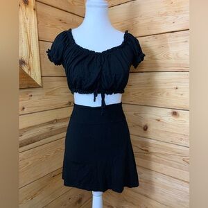 Khyati Design Black Cropped Top and Skirt Set 2 for 1